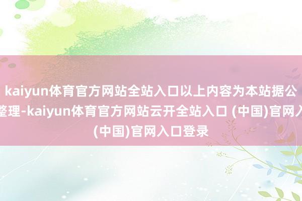 kaiyun体育官方网站全站入口以上内容为本站据公开信息整理-kaiyun体育官方网站云开全站入口 (中国)官网入口登录