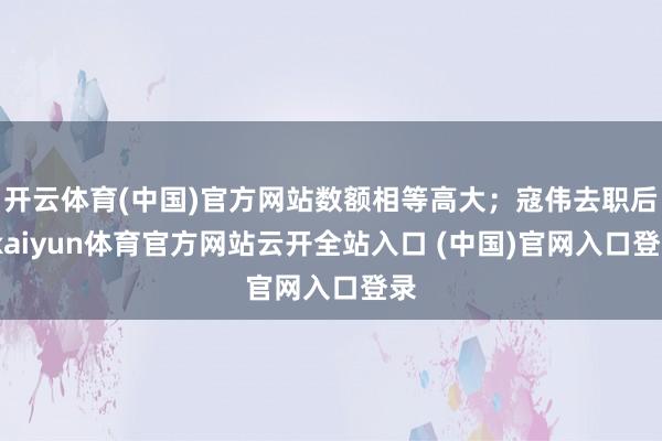开云体育(中国)官方网站数额相等高大;寇伟去职后-kaiyun体育官方网站云开全站入口 (中国)官网入口登录