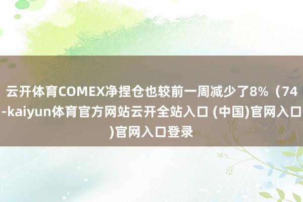 云开体育COMEX净捏仓也较前一周减少了8%（74吨）-kaiyun体育官方网站云开全站入口 (中国)官网入口登录